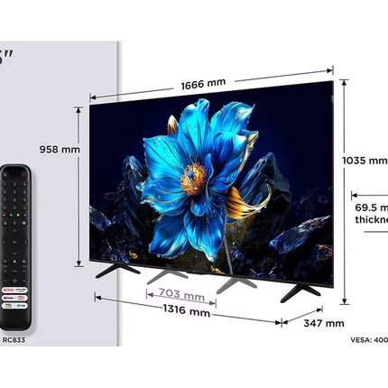 TCL TELEVISION 75"  QLED 4K GOOGLE TV