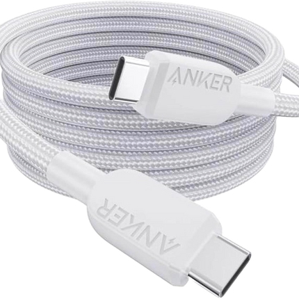 ANKER USB-C TO USB-C CABLE (6 FT, 240W, BRAIDED) - WHITE