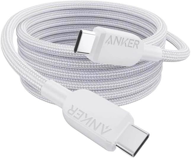 ANKER USB-C TO USB-C CABLE (6 FT, 240W, BRAIDED) - WHITE