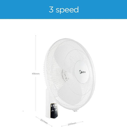 MIDEA WALL FAN 16" WITH REMOTE  WIHTE - 3 BLADES