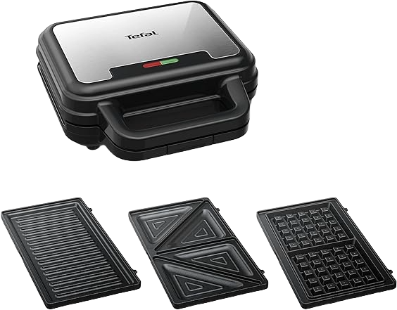 TEFAL ULTRA COMPACT 3-IN-1 WAFFLE MAKER, SANDWICH MAKER AND PANINI PRESS