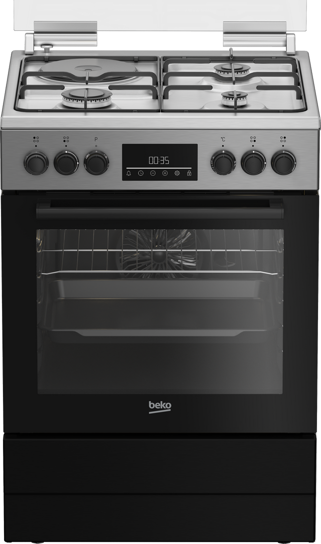 BEKO FREE STANDING COOKER 60CM 3 GAS BURNERS+1 ELECTRIC PLATE FBE63320XDL