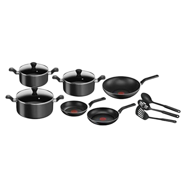 TEFAL SET 12 PCS SUPER COOK BLACK (B459SC84)
