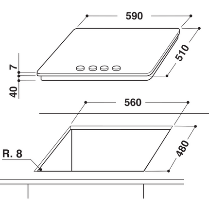 WHIRLPOOL BUILT IN HOBS 60CM (4 BURNER)